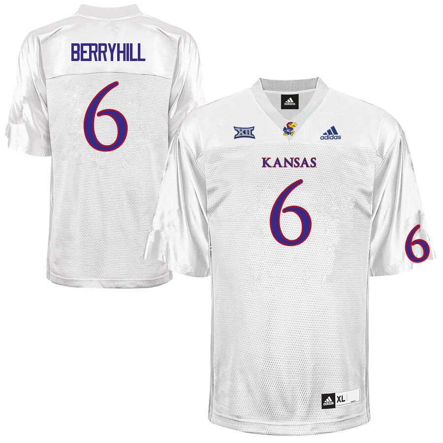 Men #6 Taiwan Berryhill Kansas Jayhawks College Football Jerseys Sale-White - Click Image to Close